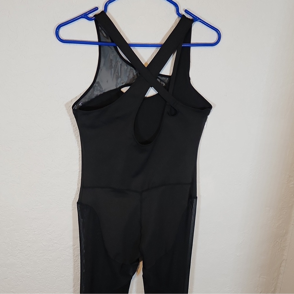 SheIn Women's Black Mesh Strappy Sleeveless‎ Slim Fit Jumpsuit Size M